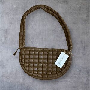 Antik Kraft Brown Quilted Shoulder Bag with Braided Strap